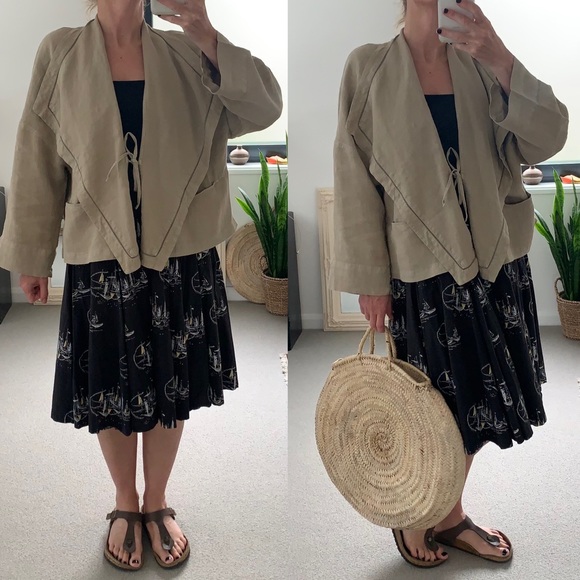 OSKA Linen Summer Jacket Size 2 UK 12 Ecru Lagenlook Artisan - Picture 6 of 12